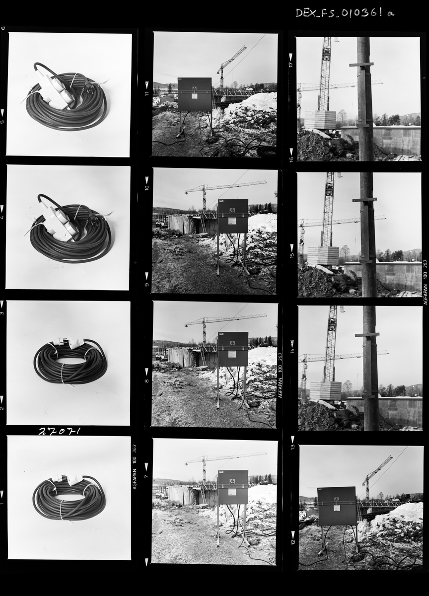 Byggholt. Div. elektrisk utstyr.