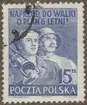 Frimärke ur Gösta Bodmans filatelistiska motivsamling, påbörjad 1950.
Frimärke från Polen, 1950. Motiv av Industriarbetare. Borrapparat. Symbol för 6-årsplan.