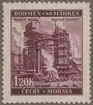 Frimärke ur Gösta Bodmans filatelistiska motivsamling, påbörjad 1950.
Frimärke från Böhmen-Mähren, 1941. Motiv av Masugnsanläggning i Pilsen. Böhmen-Mähren.