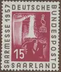 Frimärke ur Gösta Bodmans filatelistiska motivsamling, påbörjad 1950.
Frimärke från Väst Tyskland, 1957. Motiv av Arbetare i smältverk Saarmässan 1957