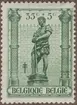Frimärke ur Gösta Bodmans filatelistiska motivsamling, påbörjad 1950.
Frimärke från Belgien, 1943. Motiv av Belgisk grovsmed -Staty i Petit Sablon Park, Brüssel- 