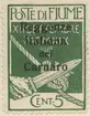 Frimärke ur Gösta Bodmans filatelistiska motivsamling, påbörjad 1950.
Frimärke från Fiume, 1920. Motiv av Dolk huggar gordiska knuten -Symbol för d´ Annunzios Frivilliga.
