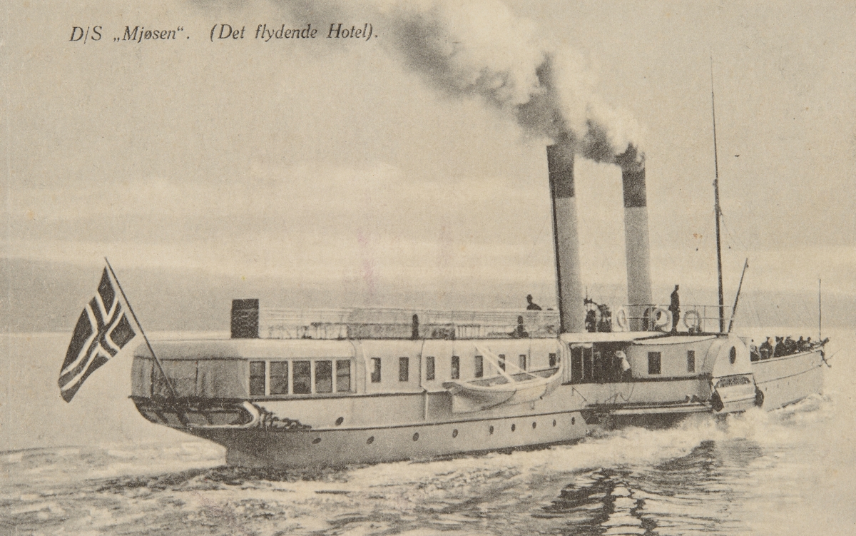 Postkort, mjøsbåt, D/S Kong Oscar solgt til Garmann og Bennets reisebyrå i 1915 og skipet ble omdøpt til  D/S Mjøsen,