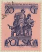 Frimärke ur Gösta Bodmans filatelistiska motivsamling, påbörjad 1950.
Frimärke från Polen, 1955. Motiv av broderskap inom Armén -Pomnik. Braterstwa. Broni. Warszawa- Monument i Warszawa- 