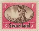 Frimärke ur Gösta Bodmans filatelistiska motivsamling, påbörjad 1950.
Frimärke från Sydafrika 1946 med övertryck Swaziland 1954. Motiv av Krigare på slagfält