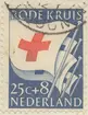 Frimärke ur Gösta Bodmans filatelistiska motivsamling, påbörjad 1950.
Frimärke från Nederländerna, 1953. Motiv av Röda Kors Flagga 