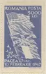 Frimärke ur Gösta Bodmans filatelistiska motivsamling, påbörjad 1950.
Frimärke från Rumänien, 1947. Motiv av Fyra flaggor: USA: Ryssland: England och Rumänien: Freds Symbol - Minne av fredstraktaten 10 februari 1947. världskrig II-