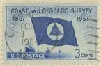 Frimärke ur Gösta Bodmans filatelistiska motivsamling, påbörjad 1950.
Frimärke från U.S.A., 1957. Motiv av Flagga och 3 ångare Kust- och Geodetiska Undersökningen 150-årsminne av stiftningen av 