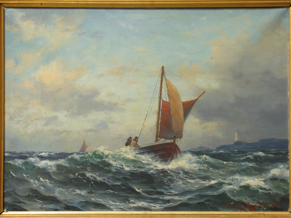 Fiskerbåt i storm [Oljemaleri]