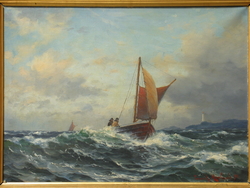 Fiskerbåt i storm [Oljemaleri]