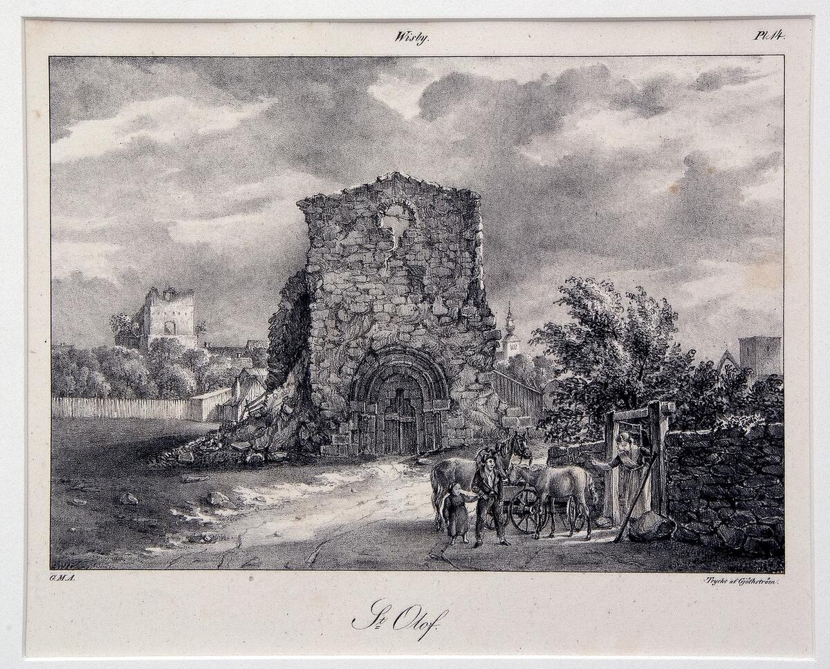 del ur "Anckarswärd Sweriges märkvärdigaste ruiner" Tryck i nygjord passepartout.  S:t  Olof, Pl.14
Nyreg 101007 TH