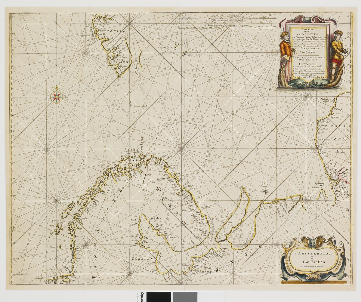 Kart som viser arktis, som viser nord-skandinavia, Spitsbergen og deler av Nova Zemlja.