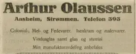 Reklame fra 1925 hvor man kan se landhandelens brede utvalg. Akershus Arbeiderblad den 02.04.1925. Nasjonalbiblioteket.
