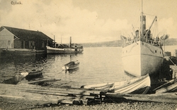 Postkort, Gjøvik brygge, mjøsbåt, D/S Lillehammer,