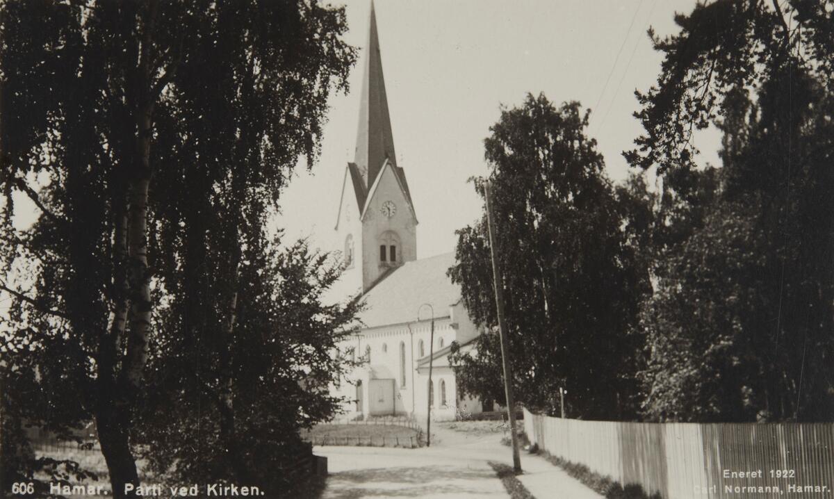 Postkort, Hamar domkirke, Furnesvegen, 