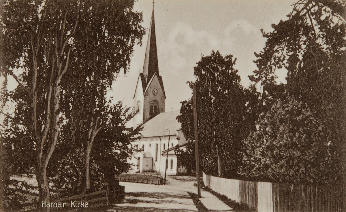 Postkort, Hamar domkirke, Furnesvegen, 