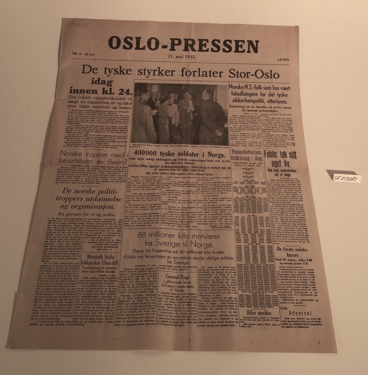 Avis fra frigjøringsdagen etter andre verdenskrig
Fellesavis som ble utgitt i Oslo i de fem første frigjøringsdagene i mai 1945, 4 sider