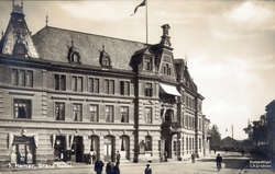 Postkort, Hamar, Jernbaneplassen, Grand Holtell, Jernbane-Ca