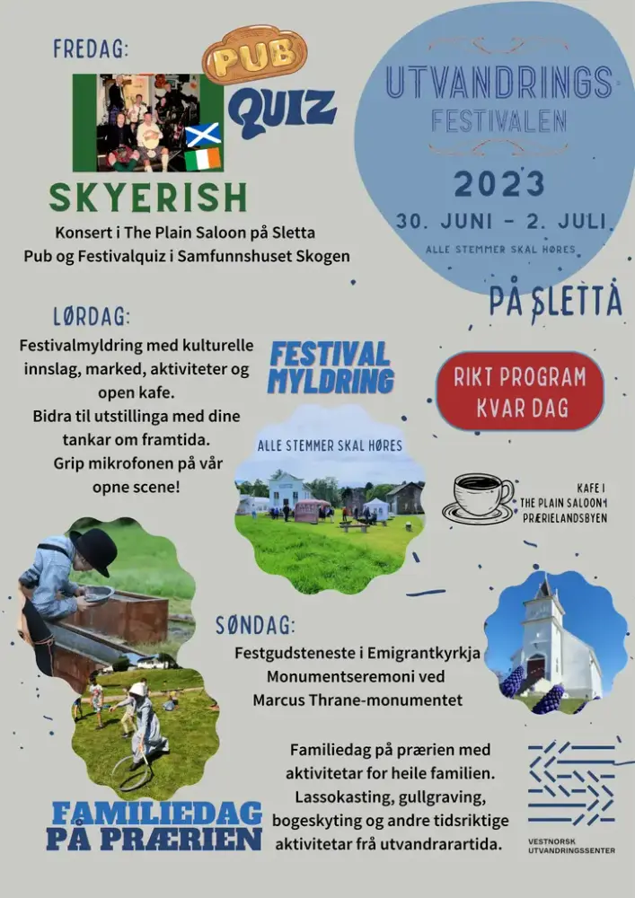 Festivalplakat med kort program for heile helga