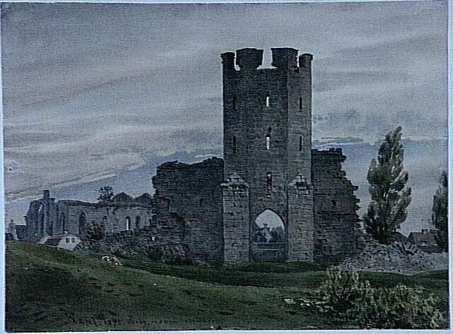 Akvarell som föreställer ringmuren i Visby. Målad av Johan Kahl 1875. Signerad "Kahl 1875".

Oinramad. 18,2x24 cm.