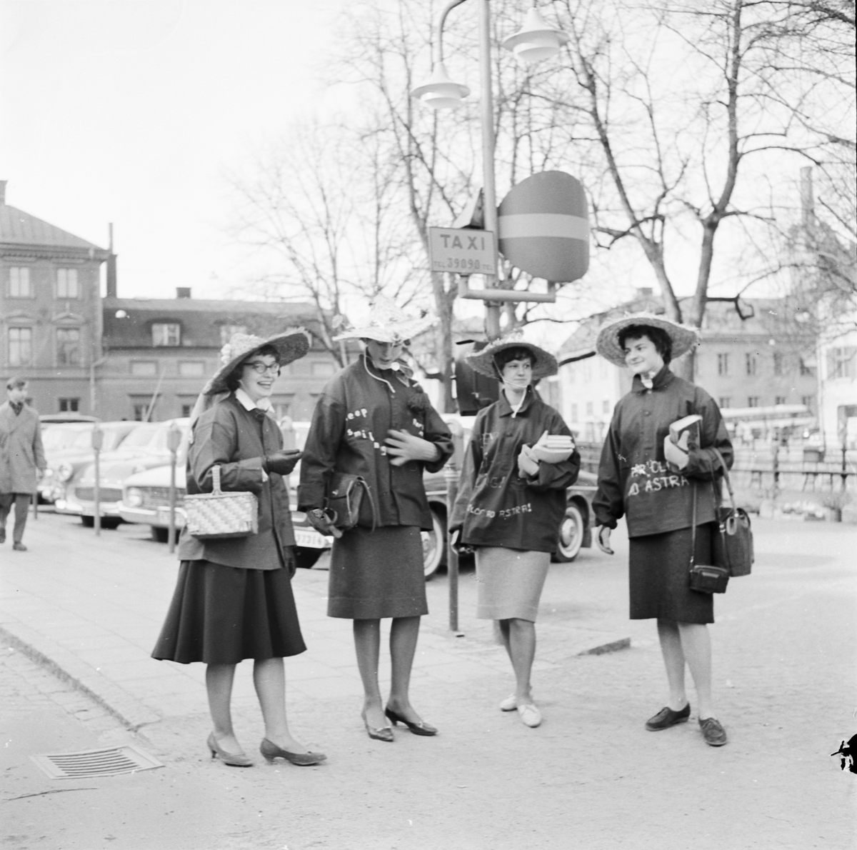 Studentliv, abiturienter i gult och blått, Uppsala 1961