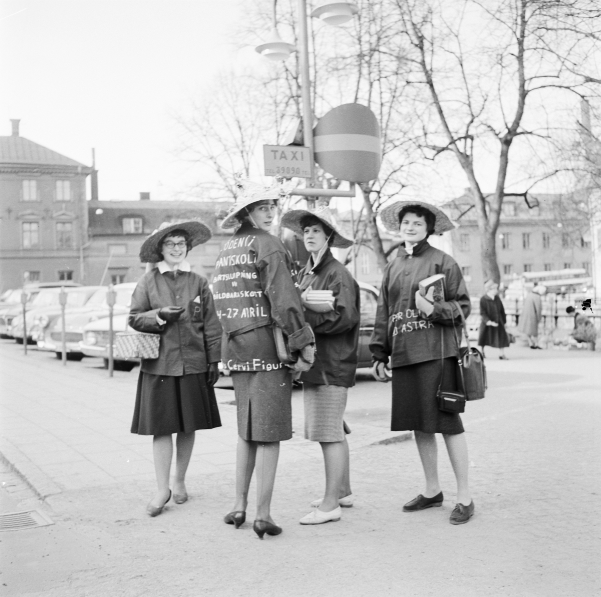 Studentliv, abiturienter i gult och blått, Uppsala 1961