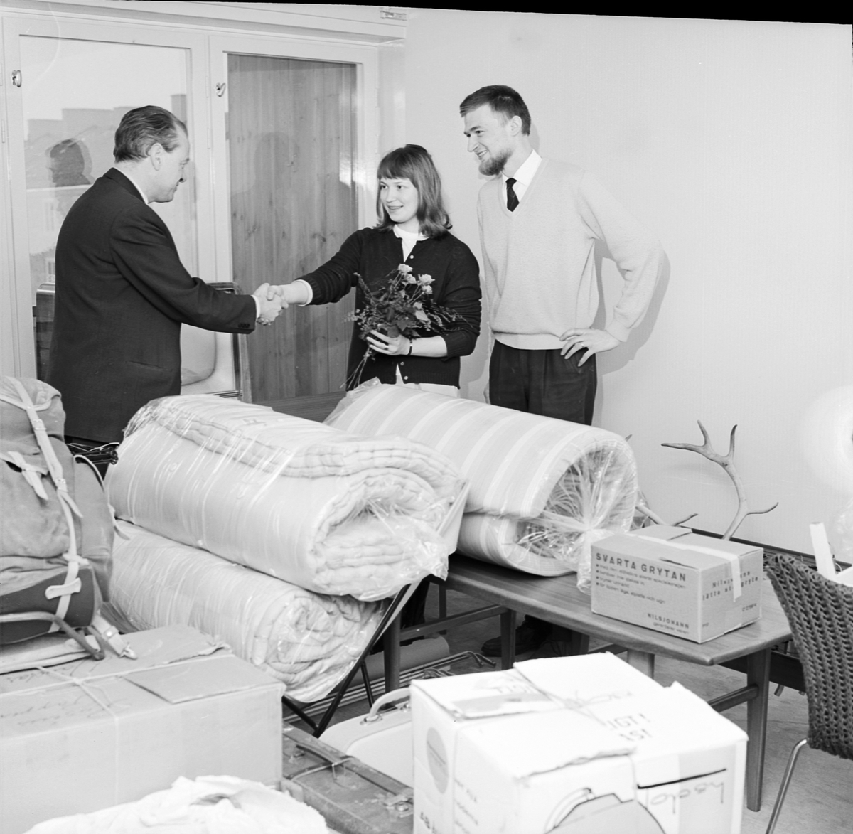 Studentstaden hyllar första hyresgästerna i nya familjebostäder, Uppsala 1965