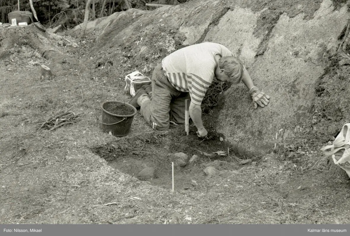 Arkeologisk undersökning. Boplats C:1. Under utgrävning, från norr.