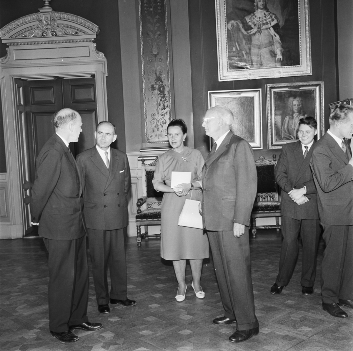 Universitetet, arkeologer från Prag på rektorsmottagning, Uppsala 1961
