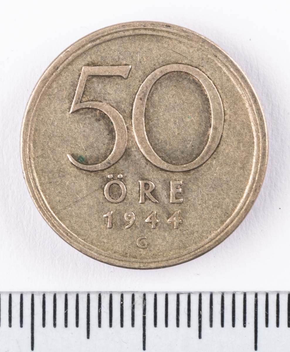 Mynt, Sverige, 50 öre, 1944.