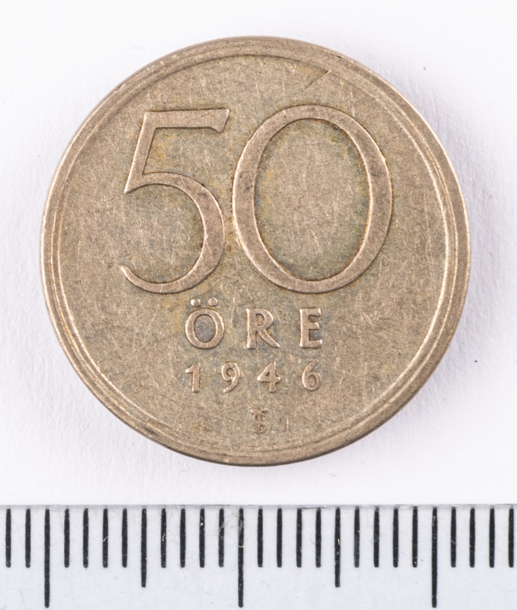 Mynt, Sverige, 50 öre, 1946.