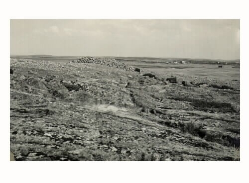 Fornlämningar på Getterön, Stora Gubbanäsan. Bild E1534 visar gravröse och fornstrandlinjer, övriga två bilder visar gravrösen från bronsåldern.