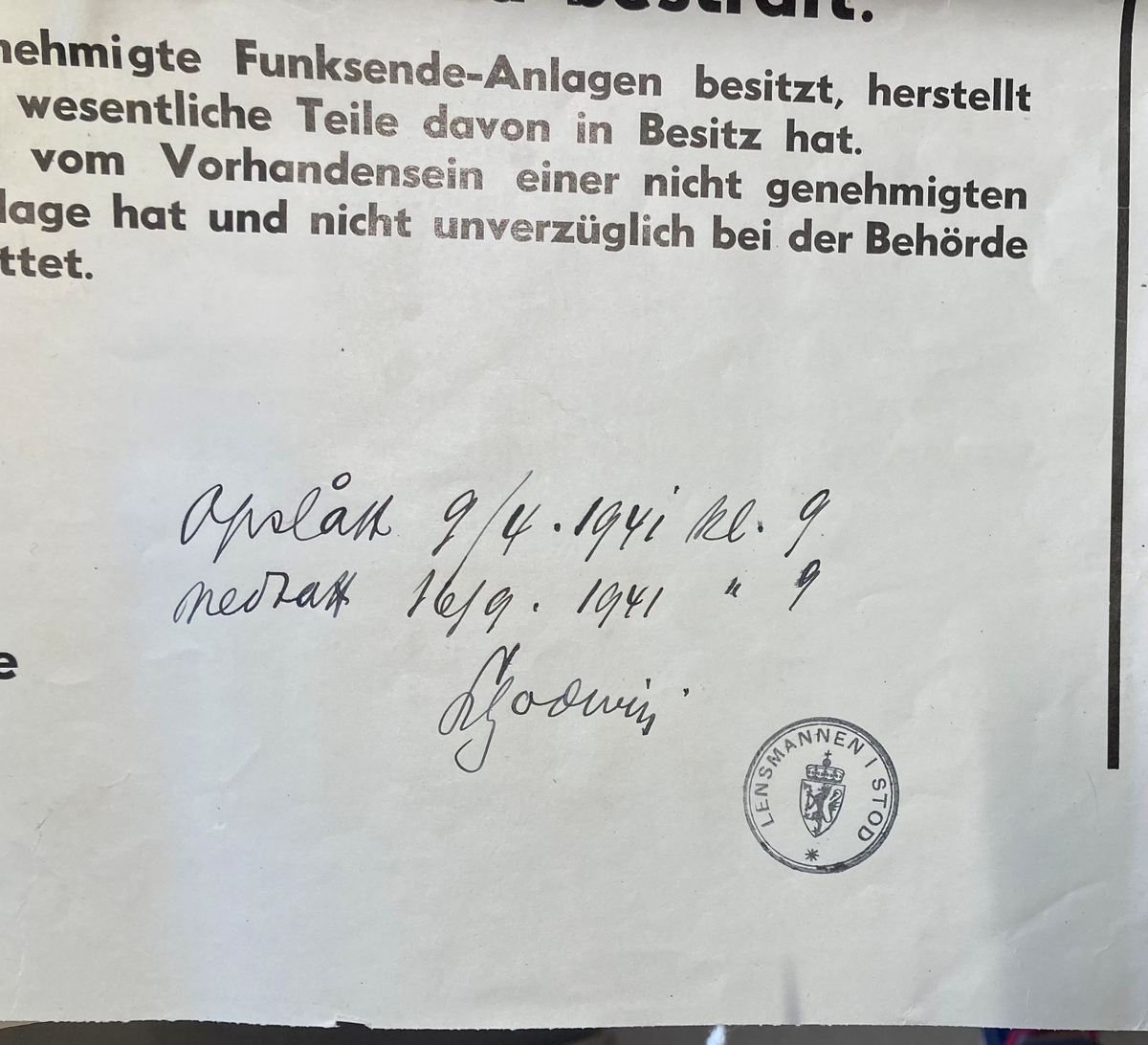 Kunngjøringsplakat om straffereaksjoner for motstand.