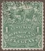 Frimärke ur Gösta Bodmans filatelistiska motivsamling, påbörjad 1950.
Frimärke från Uruguay, 1904. Motiv av Uruguaysk hornboskap