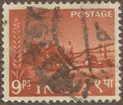 Frimärke ur Gösta Bodmans filatelistiska motivsamling, påbörjad 1950.
Frimärke från Indien, 1955. Motiv av Indisk irrigations pump med oxspann som dragare