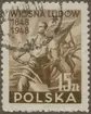 Frimärke ur Gösta Bodmans filatelistiska motivsamling, påbörjad 1950.
Frimärke från Polen, 1948. Motiv av Jordbrukare med plog. Bryter sina bojor. 100-årsminne av revolutionen år 1848.