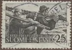 Frimärke ur Gösta Bodmans filatelistiska motivsamling, påbörjad 1950.
Frimärke från Finland, 1954. Motiv av På väg till fiske i Finland Tavla av Albert Edelfelt 100-årsminne av Edelfelts födelse 1854-1954.