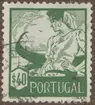 Frimärke ur Gösta Bodmans filatelistiska motivsamling, påbörjad 1950.
Frimärke från Portugal, 1941. Motiv av Portugisiskt fiskarflicka från Aveiro 