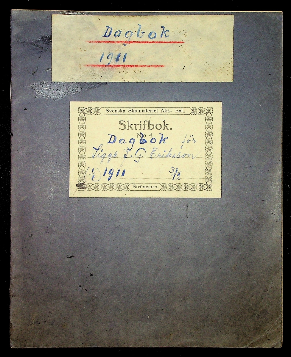 Dagbok år 1911 efter Hemmansägare Sigge Johan Gustaf Eriksson i Översätra, Stora Skedvi socken.