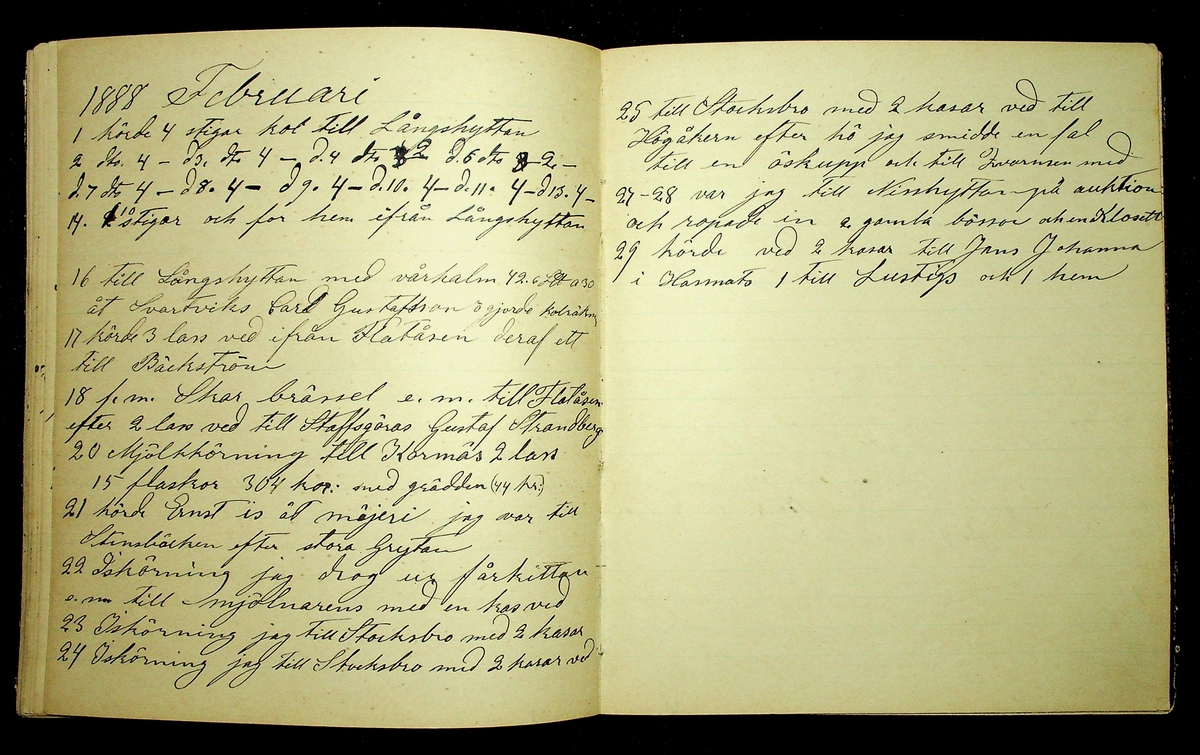 Dagbok åren 1885-1888 efter Hemmansägare Sigge Johan Gustaf Eriksson i Översätra, Stora Skedvi socken.