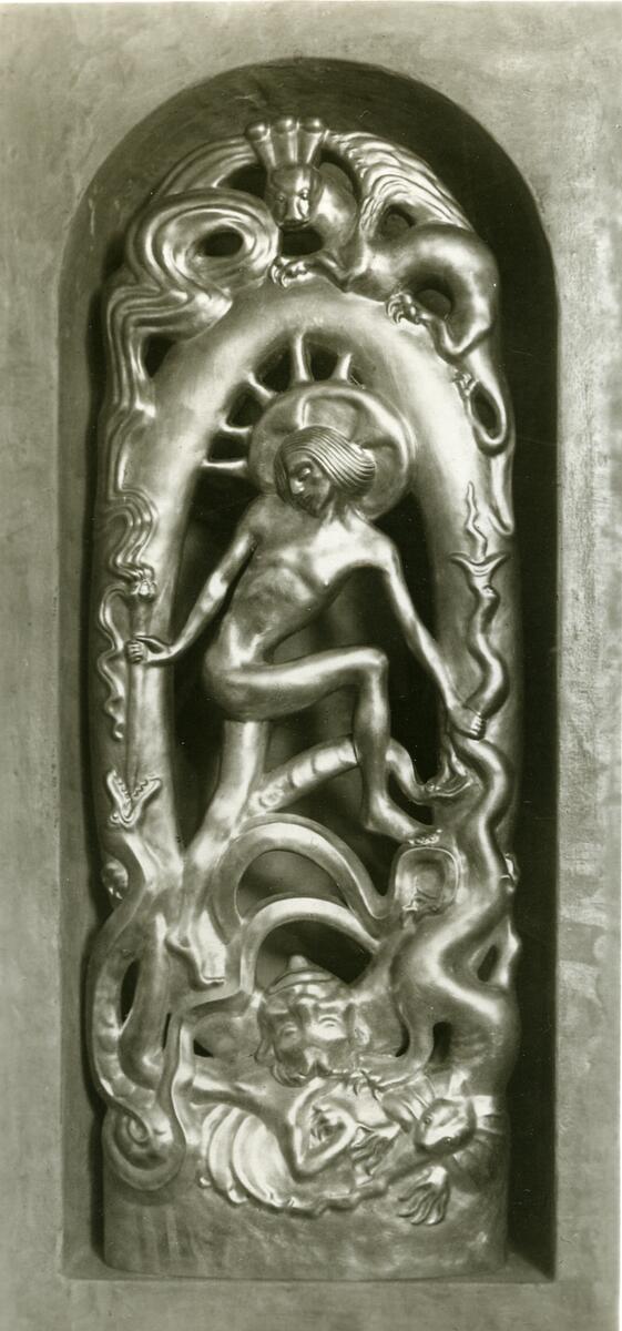 Vykort - Hallwlska museet stockholm Christus triumpator,av Ellen Roosval. Muramaris
Nyreg 20130827 EER