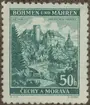 Frimärke ur Gösta Bodmans filatelistiska motivsamling, påbörjad 1950.
Frimärke från Böhmen Mähren, 1940. Motiv av Slottet i Neuhaus