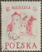 Frimärke ur Gösta Bodmans filatelistiska motivsamling, påbörjad 1950.
Frimärke från Polen, 1952. Motiv av Slottet Niedzica Turismen i Pieninybergen Polen