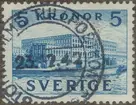 Frimärke ur Gösta Bodmans filatelistiska motivsamling, påbörjad 1950.
Frimärke från Sverige, 1941. Motiv av Stockholms Slott från 1770-talet i ital. senrenässans.