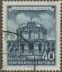 Frimärke ur Gösta Bodmans filatelistiska motivsamling, påbörjad 1950.
Frimärke från Östtyskland, 1955. Motiv av Rekonstruktion av Zwinger Rokokopalats i Dresden Uppf. 1711-1722. Svårt skadad under 2-ndra världskriget 1940-1945