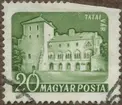Frimärke ur Gösta Bodmans filatelistiska motivsamling, påbörjad 1950.
Frimärke från Ungern, 1961. Motiv av Slottet Tatai Vár 