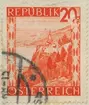 Frimärke ur Gösta Bodmans filatelistiska motivsamling, påbörjad 1950.
Frimärke från Österrike, 1945. Motiv av Slottet Gebhardsberg och kapellet Bregenz