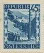 Frimärke ur Gösta Bodmans filatelistiska motivsamling, påbörjad 1950.
Frimärke från Österrike, 1945. Motiv av Borgen Hartenstein vid Krems
