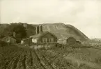 Degerhamn, 1906. Områderna kring södra varven för Ölands Cementfabrik. Landborgens yttersta kant med rödfyrsvallar (utbränd kalksten/ slagg). Bilden publicerades i Turistföreningens årsskrift 1908.