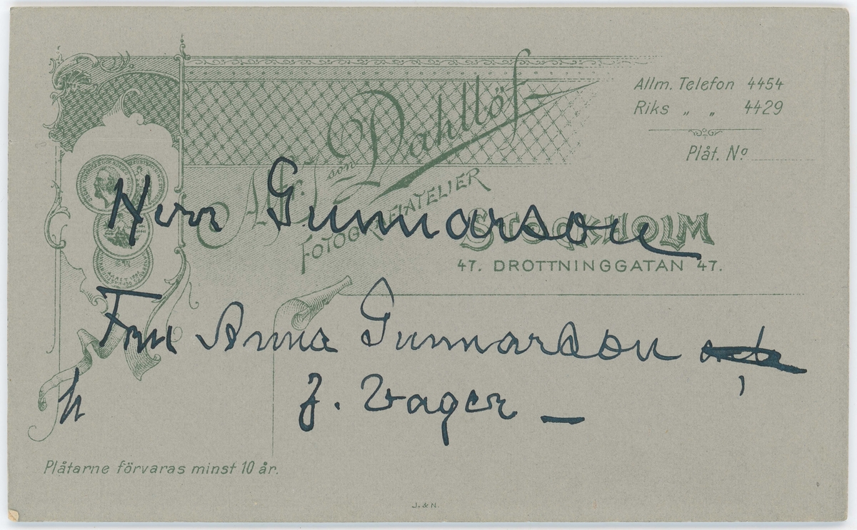 Porträtt på Gunnarson med fru Anna född Vager.